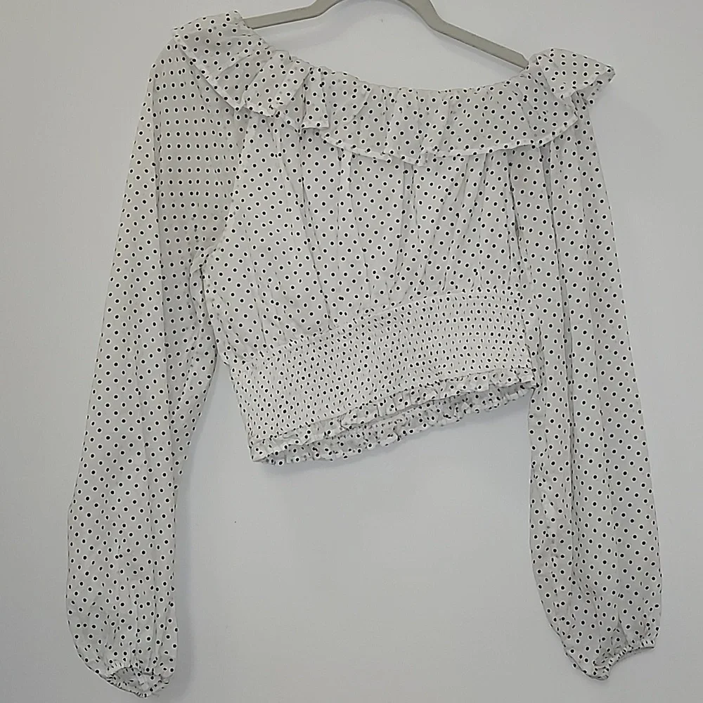 Revolve Majorelle Tate Smocked Long Sleeve Polkadotz Puff Sleeve CottageTop Sz S - Picture 10 of 16